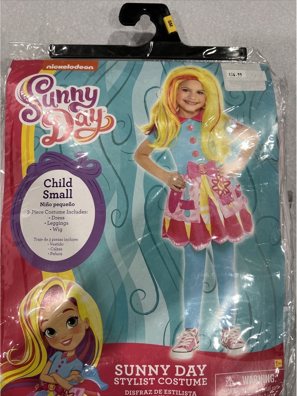 Nickelodeon Sunny Day costume Halloween Child Small 4-6, Wig, Dress, Leggings